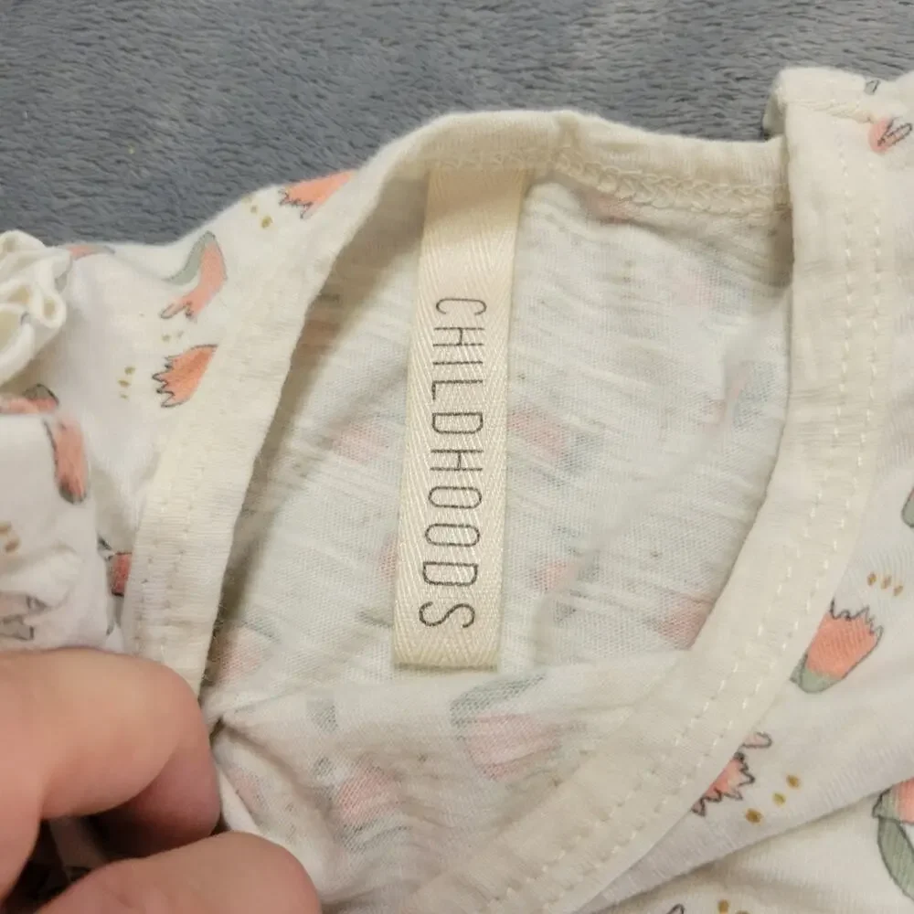 Childhood Shirt Girls 18-24 Months Cream Sage Tulip Floral Breathable Cotton Top